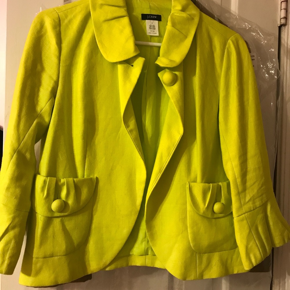 J. Crew neon yellow tulip sleeved blazer / jacket